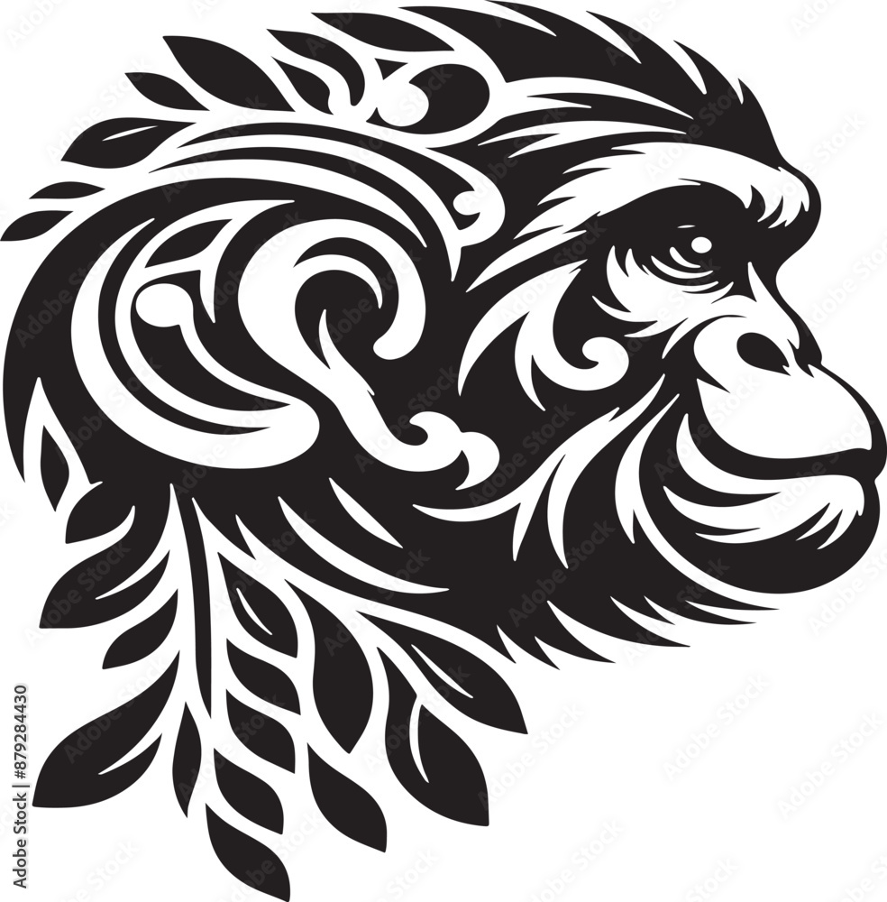 A monkey head silhoutte vector style A monkey head silhoutte vector style