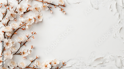 Elegant white floral wall relief with intricate details. Concept: sophistication, minimalism, elegance. Ideal for interior design, wedding decor, and luxury branding. Enhances visual appeal with timel photo