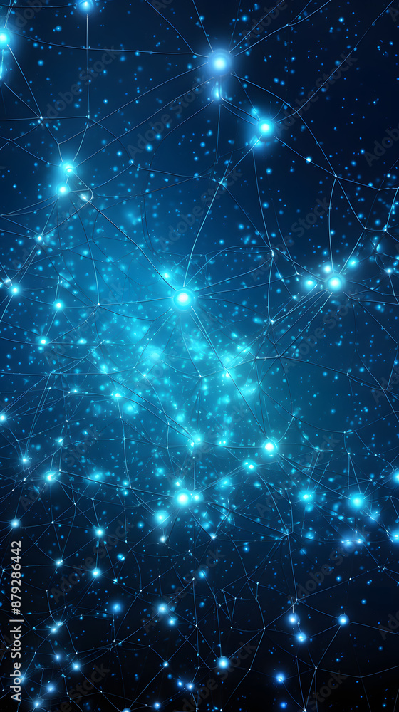 Digital blue network dotted line connection graphics poster mobile phone background