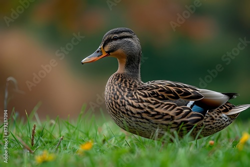 Mallard Duck in Lush Green Meadow - Wildlife Nature Photography