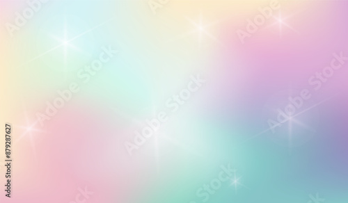 Unicorn background with stars. Multicolored blurred fairy tale pattern. Fantasy bright cover