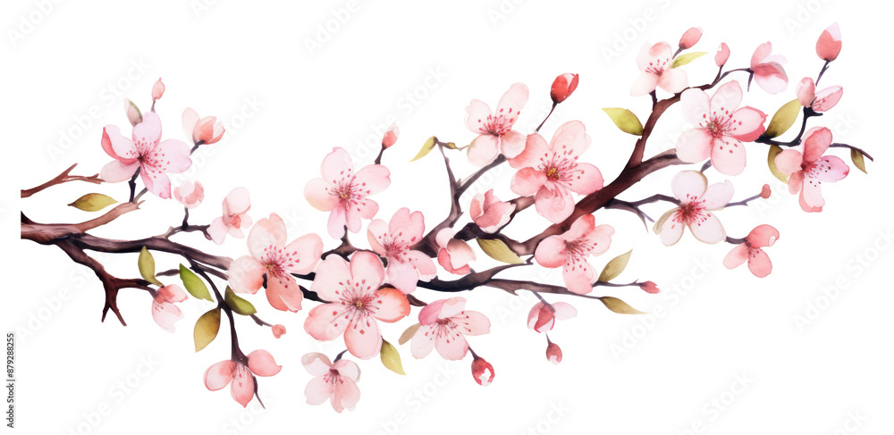 Fototapeta premium PNG Cherry blossom flower plant white background.