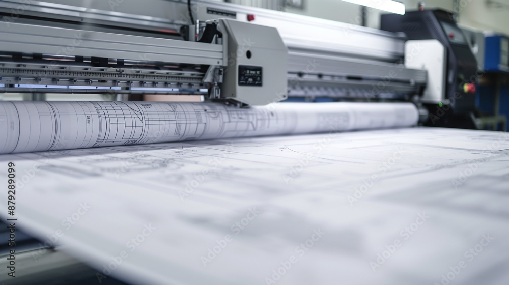 In the architectural studio, you can hear the characteristic sound of a large-format printer carefully placing plans on a large roll of paper. In the architectural studio, you can hear the characteristic sound of a large-format printer carefully placing plans on a large roll of paper.