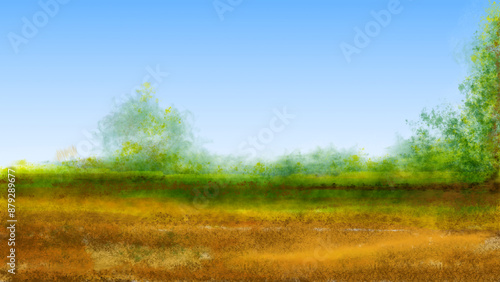 Paintings about nature in an abstract style of arid land