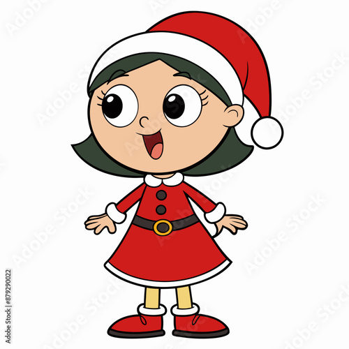 vector cartoon little girl singing in christmas