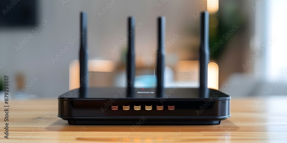 High-speed 5G router for secure home networks with ample banner area. Concept 5G Router, Secure Network, Home Technology, High-speed Internet, Banner Area High-speed 5G router for secure home networks with ample banner area. Concept 5G Router, Secure Network, Home Technology, High-speed Internet, Banner Area