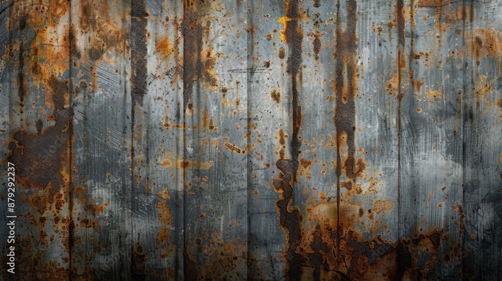 Fototapeta premium Textured metal with rust aged steel surface grungy backdrop empty area