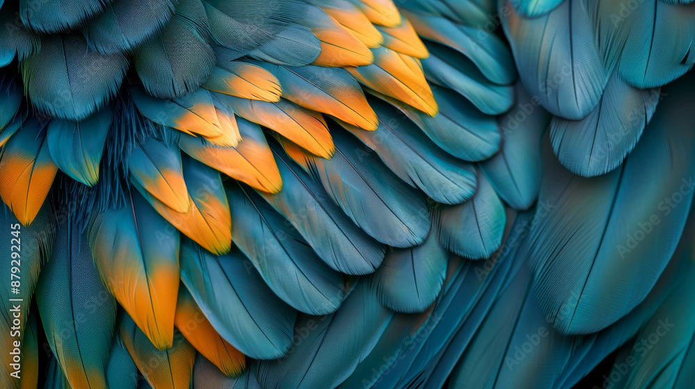 Fototapeta premium beautiful yellow blue bird feathers