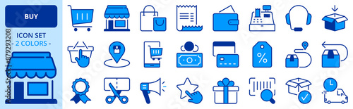 Icons in two colors about buy.