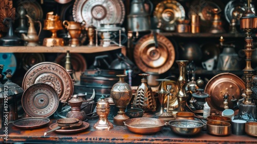 Assortment of antique brass and copper items