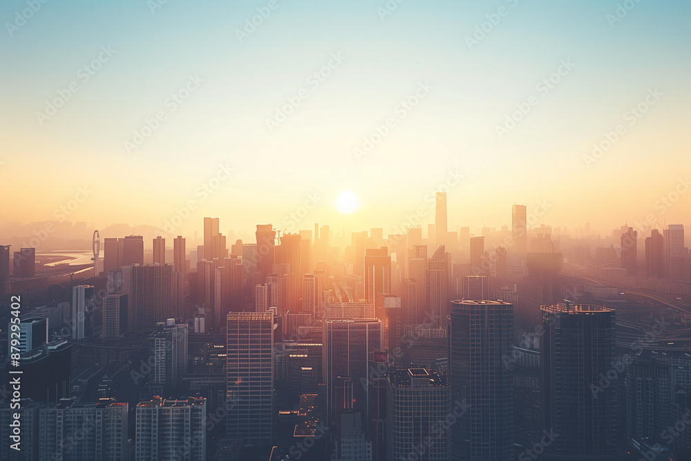 Sunset Backlight Shining Through CBD Skyscrapers Sunset Backlight Shining Through CBD Skyscrapers