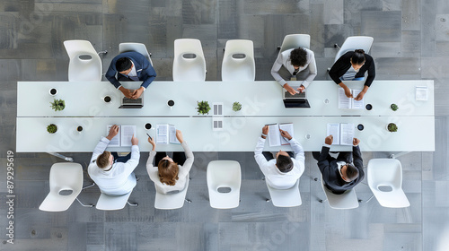 top view of meeting room wh...