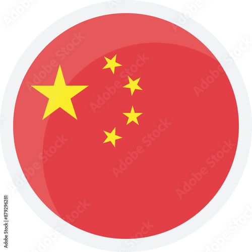 China flag icon. Circle icon on transparent background. Vector icon for mobile apps, UI and web design, EPS10
