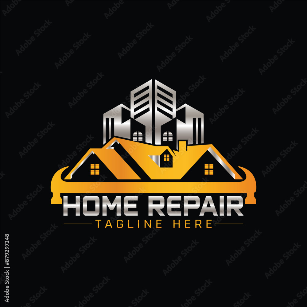 Fototapeta premium home repair, roofing, remodeling, handyman, home renovation, decor logo