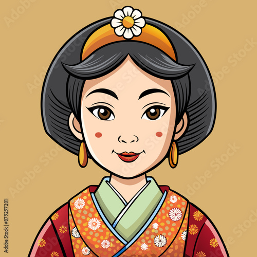 vector illustration of japanese woman geisha
