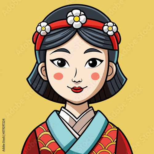 vector illustration of japanese woman geisha