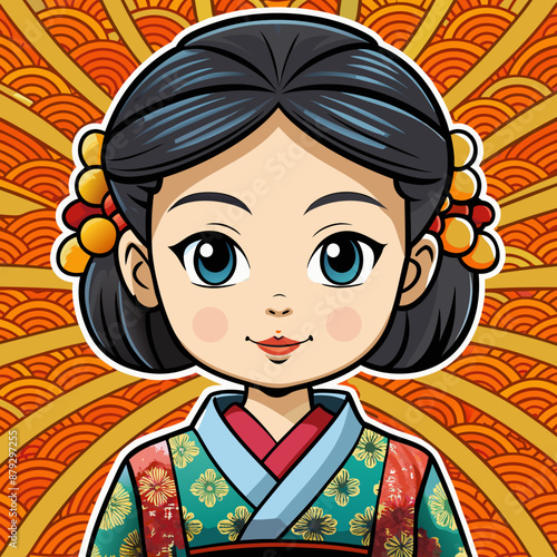 vector illustration of japanese woman geisha