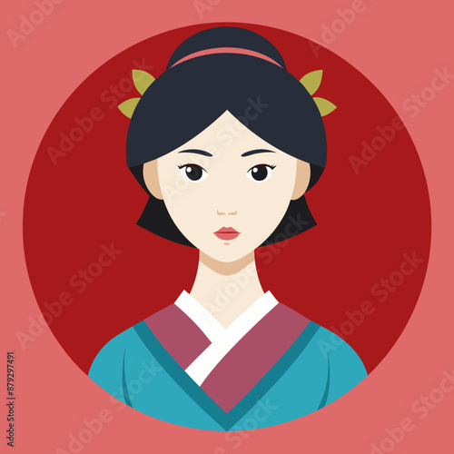 vector illustration of japanese woman geisha