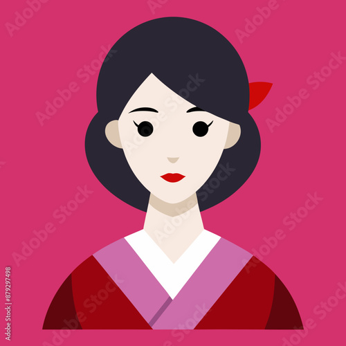 vector illustration of japanese woman geisha