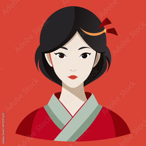 vector illustration of japanese woman geisha