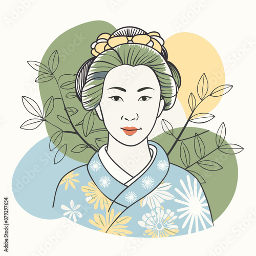 vector illustration of japanese woman geisha