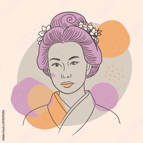 vector illustration of japanese woman geisha