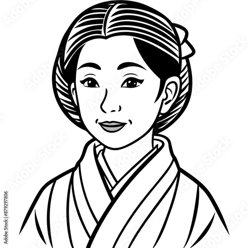 vector illustration of japanese woman geisha