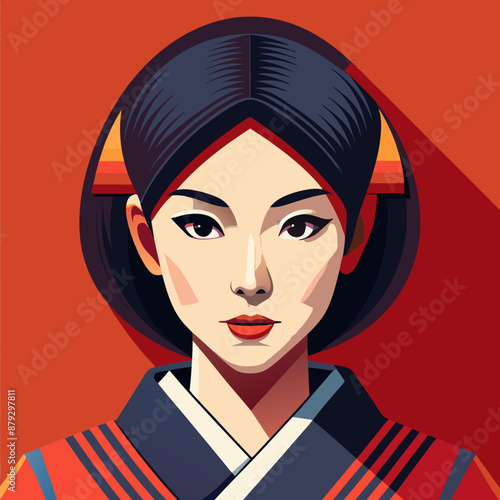 vector illustration of japanese woman geisha