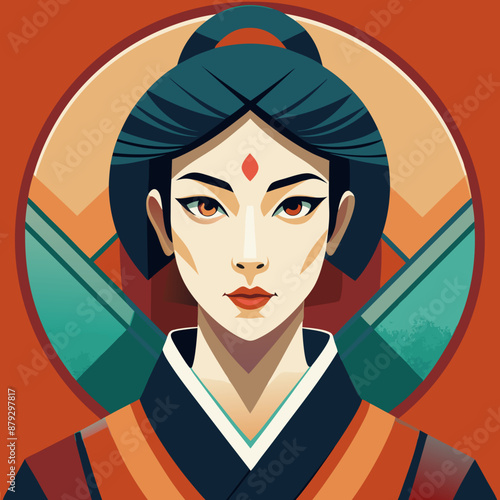 vector illustration of japanese woman geisha