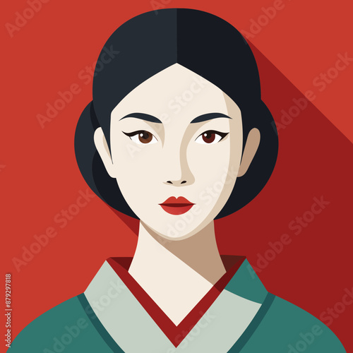 vector illustration of japanese woman geisha
