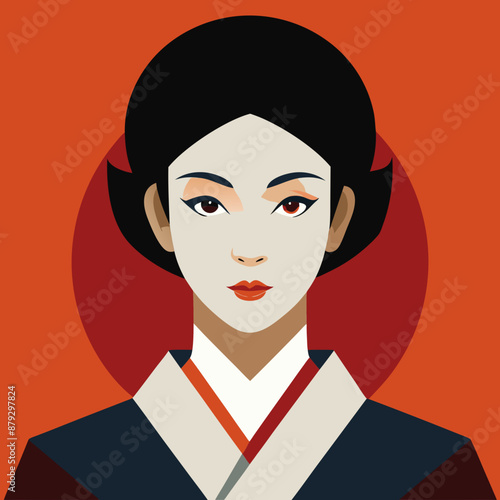 vector illustration of japanese woman geisha