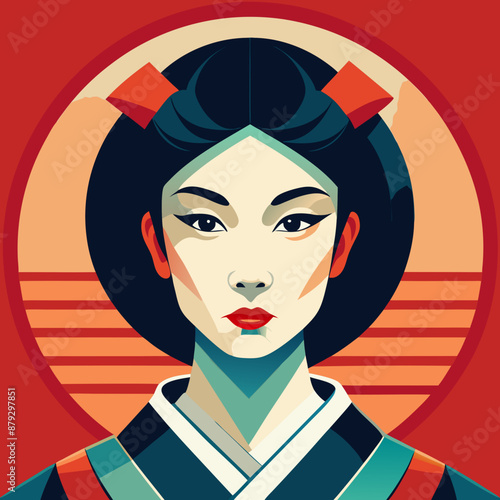 vector illustration of japanese woman geisha