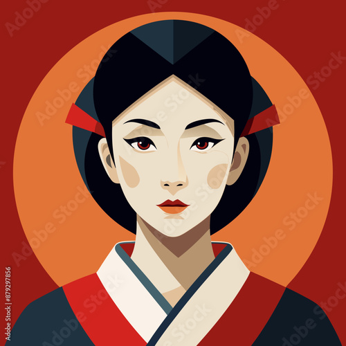 vector illustration of japanese woman geisha