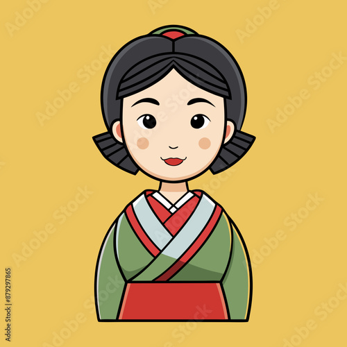 vector illustration of japanese woman geisha