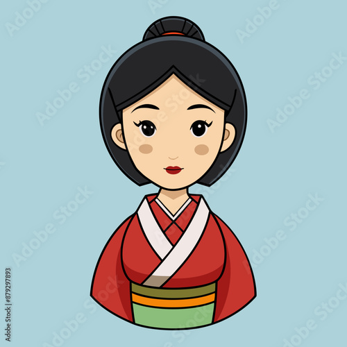 vector illustration of japanese woman geisha