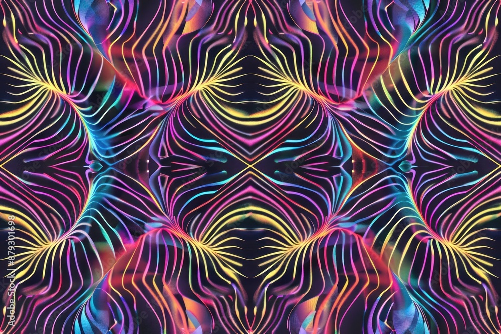 Optical line illustration with holographic colors, seamless tile pattern Optical line illustration with holographic colors, seamless tile pattern