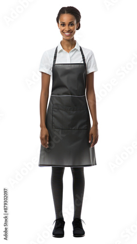 PNG A cleaner standing apron white background. photo