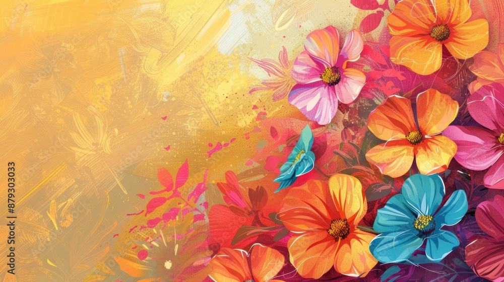 Floral greeting card for Women s or Mother s Day on a bright background Floral greeting card for Women s or Mother s Day on a bright background