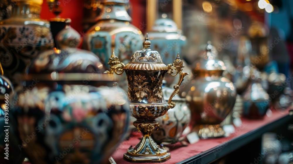 Antique vases and urns in a market Antique vases and urns in a market
