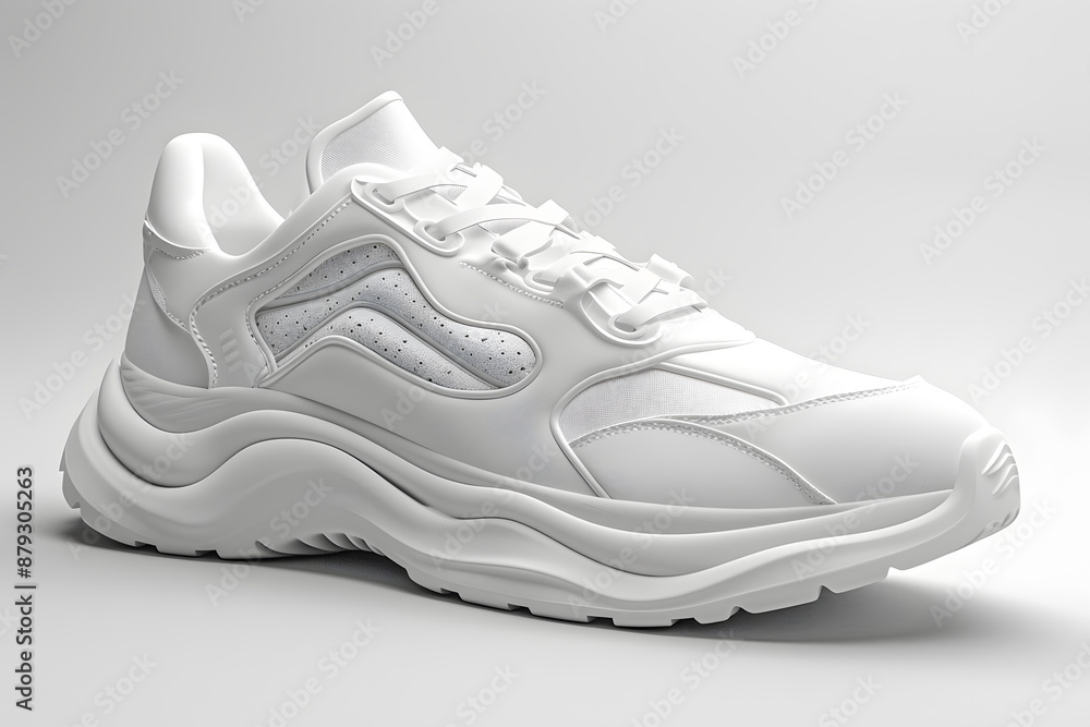 3D white model of sneakers mock up isolated on white background 3D white model of sneakers mock up isolated on white background