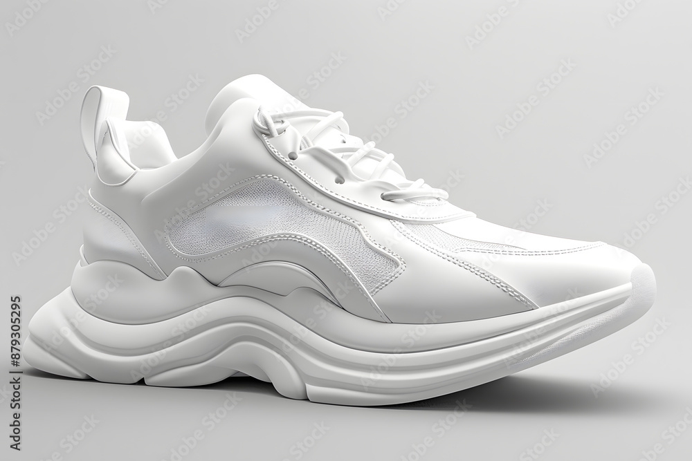 3D white model of sneakers mock up isolated on white background 3D white model of sneakers mock up isolated on white background