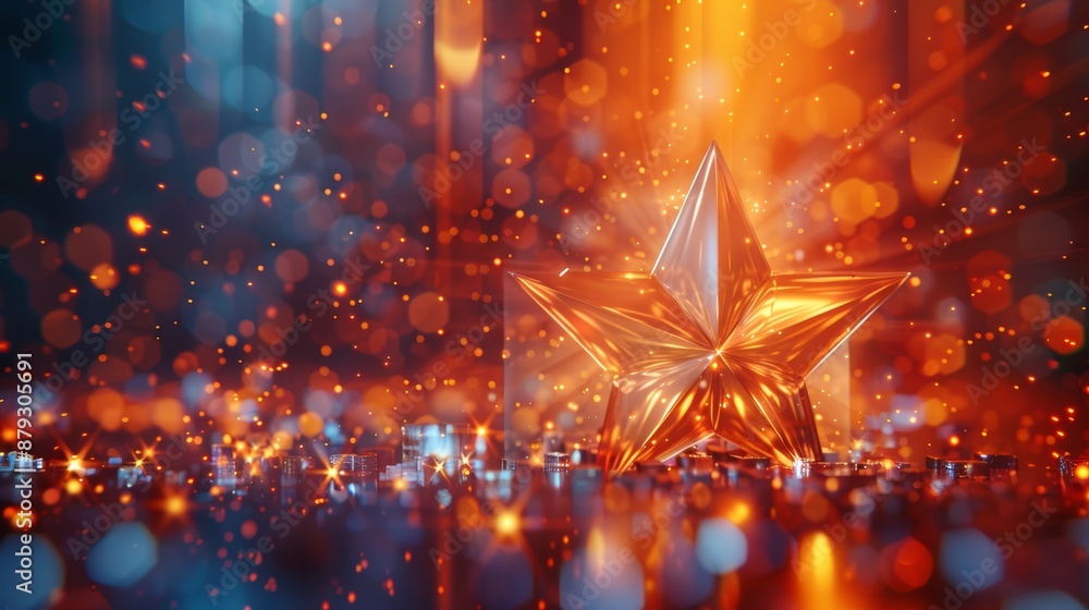 An abstract 3D illustration of a trophy morphing into a shining star, representing the idea of reaching for excellence. An abstract 3D illustration of a trophy morphing into a shining star, representing the idea of reaching for excellence.