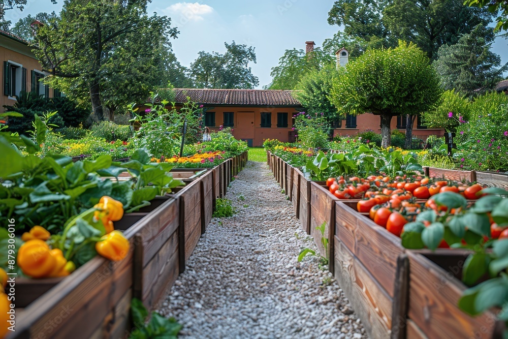 A school garden where children are learning to grow their own vegetables and herbs. A school garden where children are learning to grow their own vegetables and herbs.