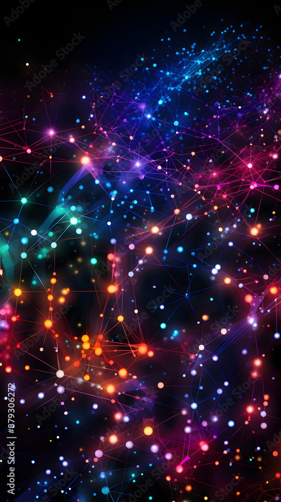 Fototapeta premium Digital color network data flow abstract graphic poster mobile background