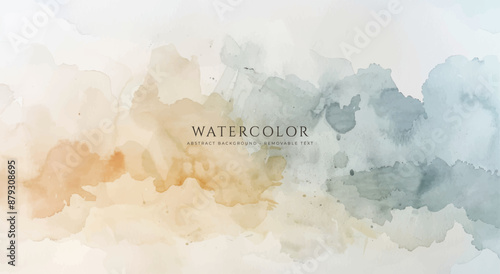 Abstract horizontal watercolor background. Neutral light colored empty space background illustration
