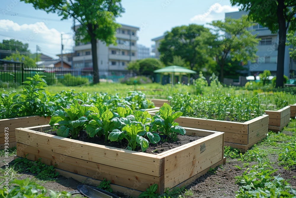 A school garden where children are learning to grow their own vegetables and herbs. A school garden where children are learning to grow their own vegetables and herbs.