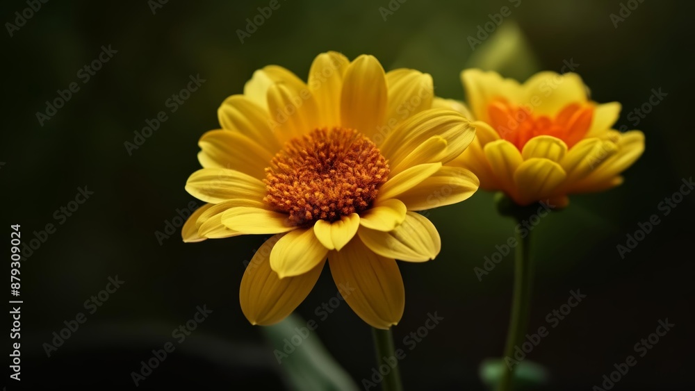 Fototapeta premium Blooming Sunshine A Pair of Yellow Flowers