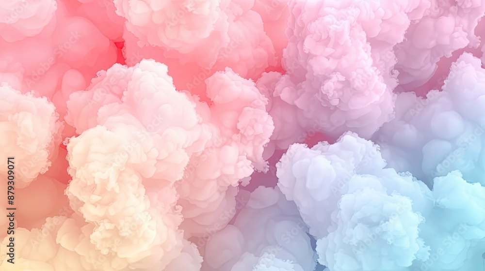 Pastel colored smoke swirls and drifts in a studio setting with bright, natural lighting Pastel colored smoke swirls and drifts in a studio setting with bright, natural lighting