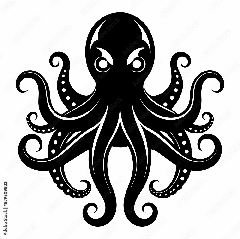 Black octopus icon vector Black octopus icon vector