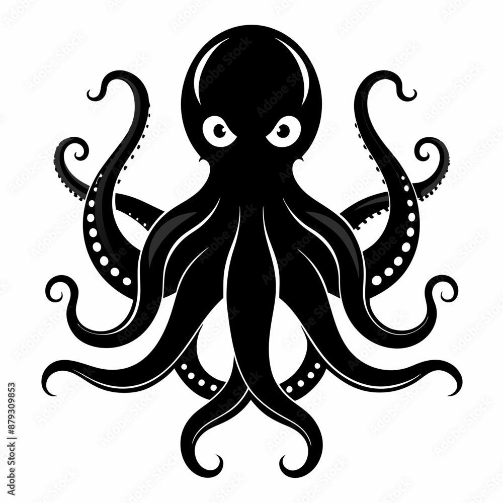 Black octopus icon vector Black octopus icon vector